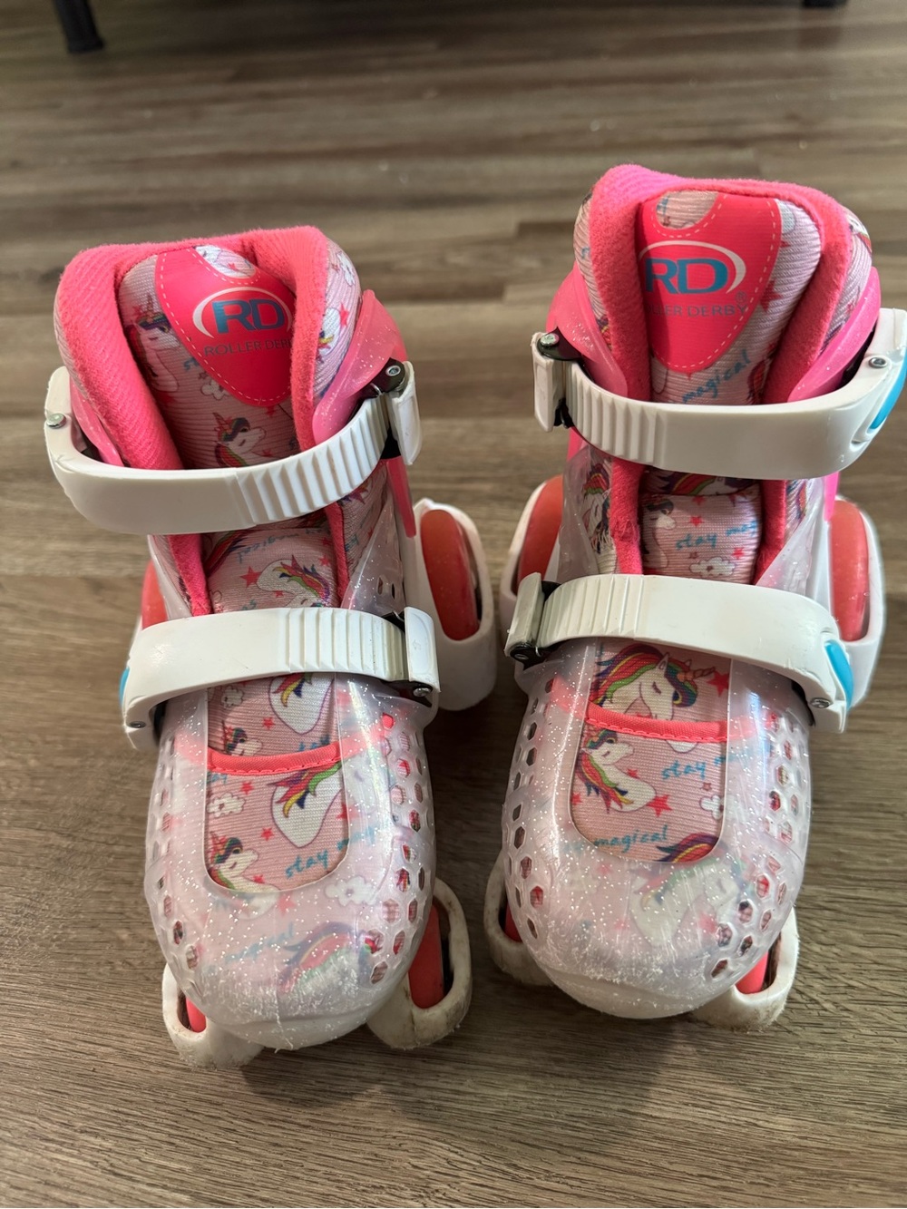 Kids Pink Unicorn Adjustable  roller derby Skates